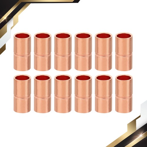 12Pcs 1/4" ID Copper Coupling Fittings Rolled Tube Straight Pipe Welding Joint
