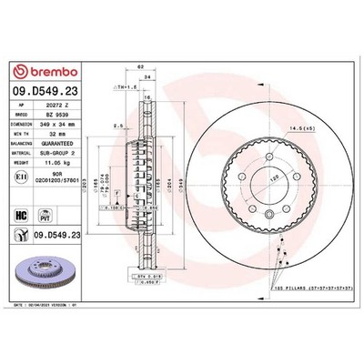 2x Brembo Scheibenbremse vorne LR187240 26257920