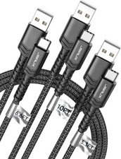 JSAUX USB C Cable 3.1A Fast Charging, 3-Pack 3.3ft 6.6ft 10ft, Black