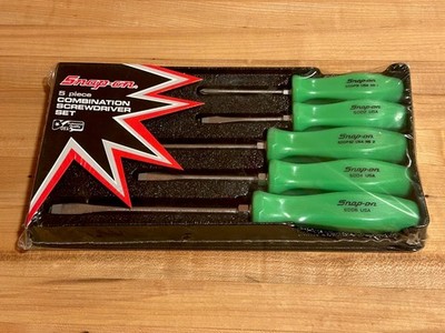 Snap-on Tools | Sealed 1990s SDDX50G 5pc Green Hard Handle Screwdriver Set