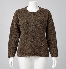 Van Heusen Women's Brown Black Boucle Knit Sweater Size L Made in USA
