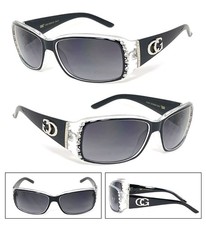Womens CG Retro Square Frame Sunglasses with Rhinestones UV400