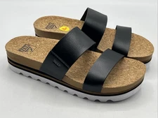 Reef Women's Cushion Vista Hi Sandal Black Brown and White Size 9 New