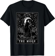 Graphic Cat Lovers Moon Tarot Card Cat Tarot Card The Moon T-Shirt, Unisex Tees