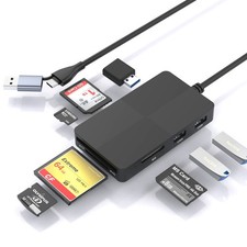 USB C USB3.0 Multi Card Reader Hub, SD/XD/TF/CF/MS Card Slot with 3 USB3.0, 8...