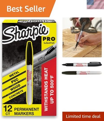 Durable Fine Point Permanent Markers - 12 Count Black for Extreme Conditions