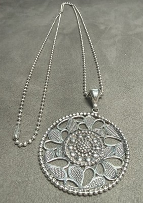 LAGOS Sterling Silver Dotted Voyage Caviar Flower Disc Pendant Necklace