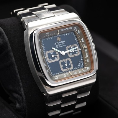 Zenith El Primero Big Blue  TV Watch, vintage 1973, Chatelain bracelet, 3019 PHC