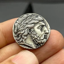 Rare Ancient Greek King Old Coated solid silver Coin In Good Condition