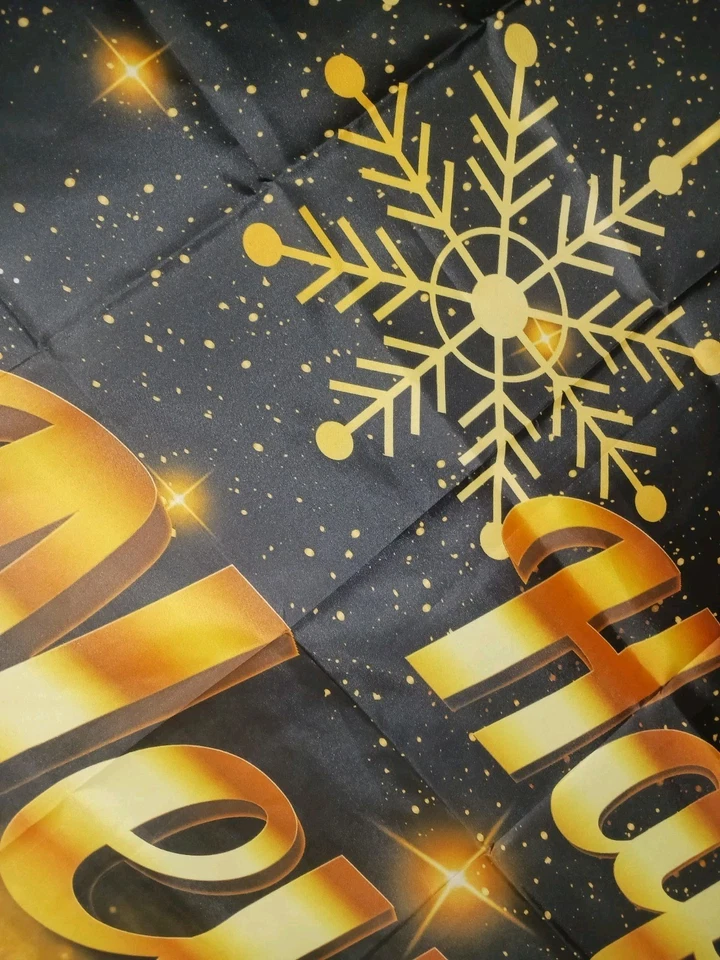 Happy New Year Background Backdrop. Fabric Reusable. Gold Blk Bling. 7ftx2ft New - Image 4 of 4