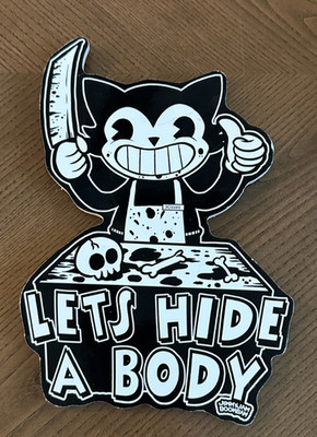 Bendy And The Ink Machine James the Cat Let's Hide A B ody Wall Hanging Signed