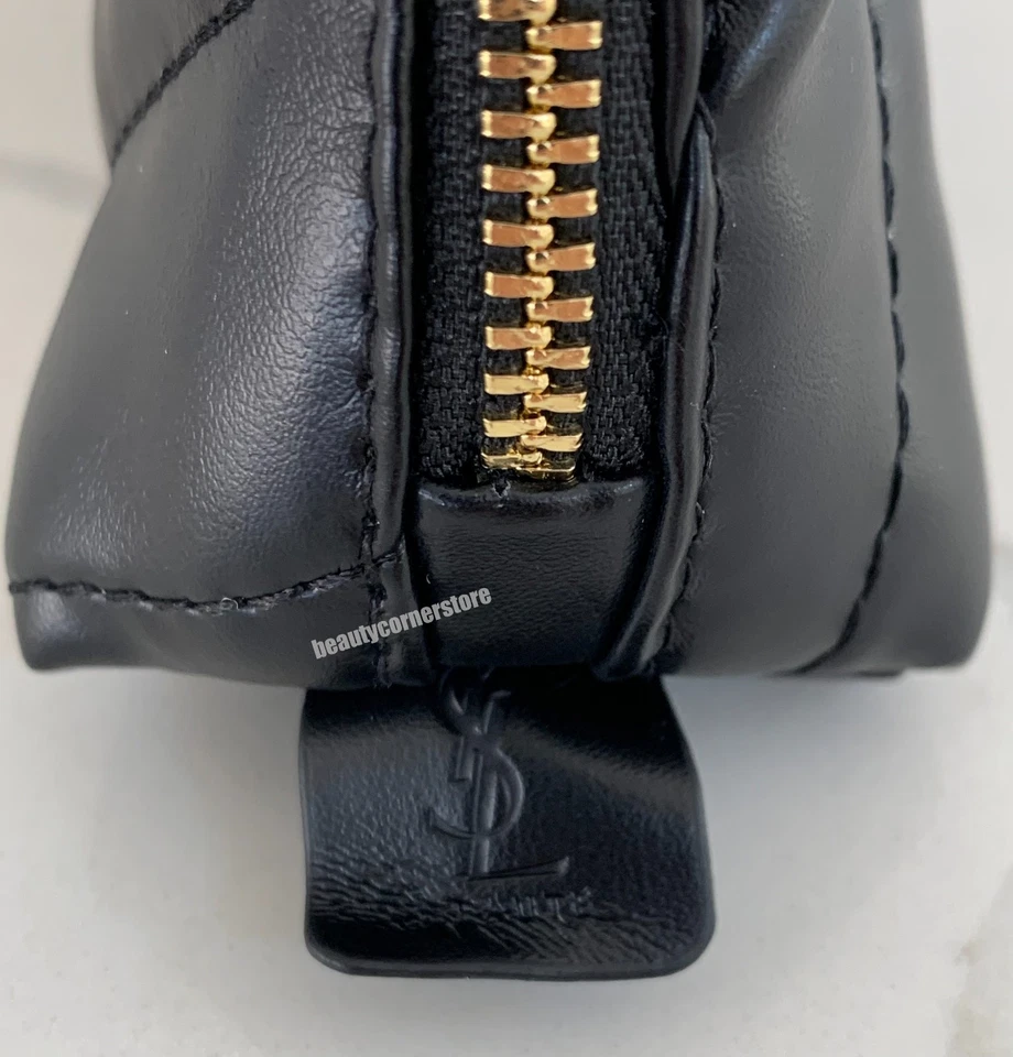 YSL Beaute Bolsa Negro Imitación Cuero Acolchado Artículos de Aseo Maquillaje Bolsa de Viaje Nuevo Foto 4 de 4