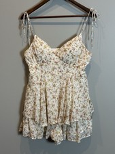 Altar'd State Floral Romper Ruffle Tiered Cottagecore Romantic Size L
