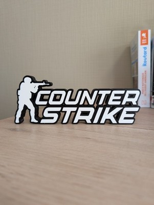Counter Strike 3D Logo Schild Regal Deko Gaming Setup PC CSGO 20x8cm