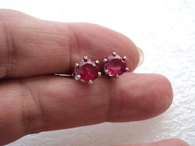 Ruby sim 6mm sterling silver earrings DAD868
