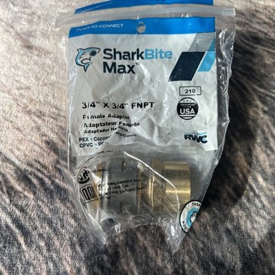 New ~SharkBite MAX 3/4  x 3/4  FNPT Female Adapter, Push-to-Connect: Free Ship!