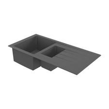 Swirl Kitchen Sink 1.5 Bowl Grey Composite Inset Reversible Drainer Modern