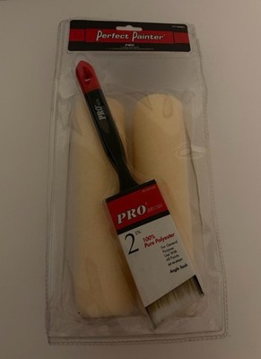 Perfect Painter Pro 2'' Angled Sash Paint Brush & Roller Covers Kit - NEW