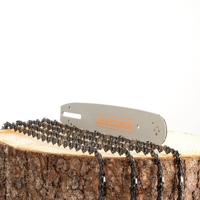 4x Sägekette + Schwert SECURA 30cm 3/8'' 1,3 45 passend Hurricane Husqvarna Ikra