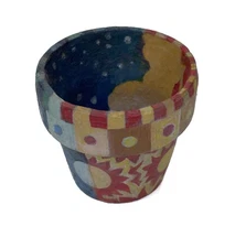 Miniature cosmic pot with sun & moon design by Miriam Slater 2000's