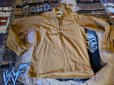 Vintage 60 s Heeksuede Daniel Boone Style Tunic Leather Laced Shirt Size Small