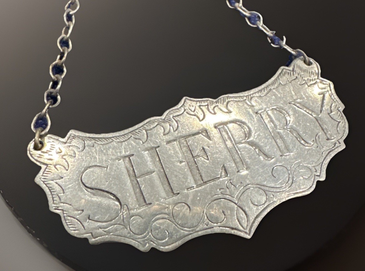 Vintage Complete Set Of 6 Stieff  Pewter Decanter Liquor Labels Tags Circa 1960s