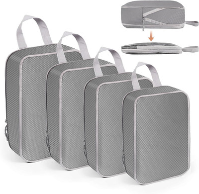 Koffer Organizer Set 4-Teilig, Packing Cubes Compression, Wasserdichte Packwürfe
