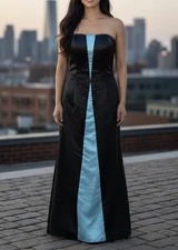 Jessica McClintock tor Gunne Sax StraplessBlack and Blue Dress