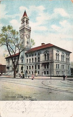 Worcester MA Massachusetts City Hall 1906 Postcard /P692