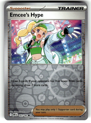 Pokemon SV10: Destined Rivals card 133/182 Emcee's Hype Reverse Foil