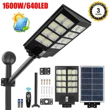Outdoor Commercial 2000W LED Solar Street Light IP67 Dusk-to-Dawn Road Lamp US