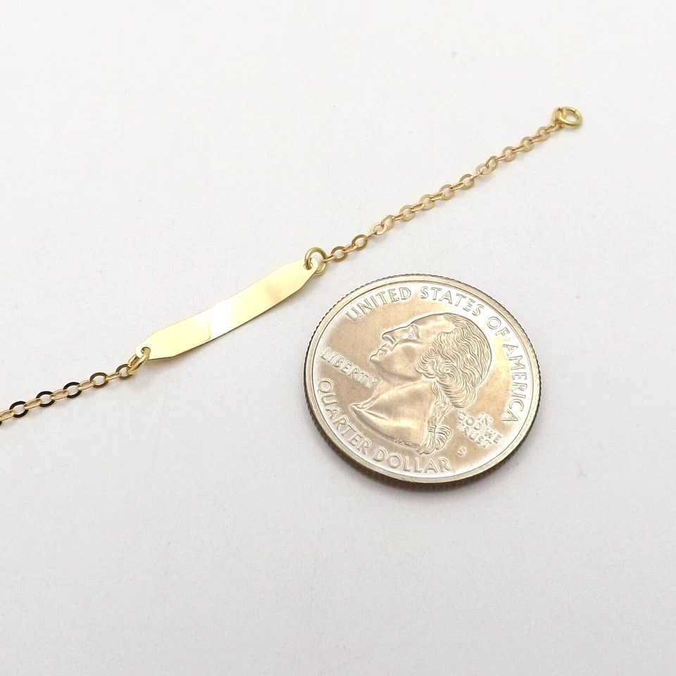 Solid 18k Gold ID Nameplate Bracelet Ladybug Cable Link Baby Child New Italy 750 - Image 3 of 4