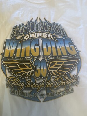 GWRRA Wing Ding 30 Riding Thru the Decades Greenville, SC T -shirt, Large 31-569