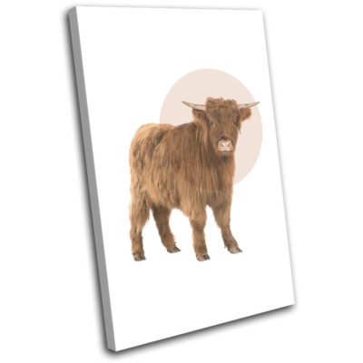 Highland Cow Farm Modern Animals SINGLE Leinwand Wand Kunst Bild drucken