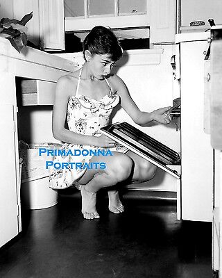 AUDREY HEPBURN 8X10 Lab Photo Classic Housewife Kitchen Portrait Leggy Sexy 50s eBay picture