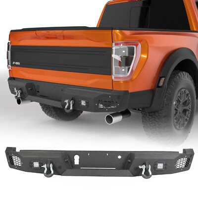 Rear Bumper For 2021-2023 Ford F-150 F150 Off-Road Bumper w/LED Lights D-Ring