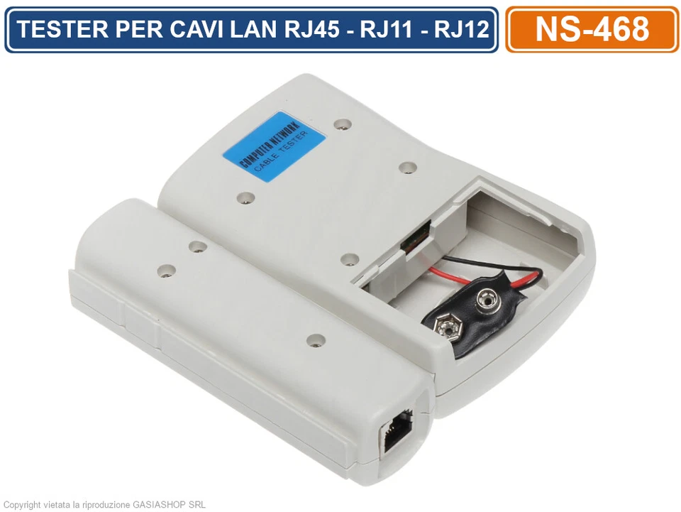 TESTER PER CAVO DI RETE LAN TELEFONICO RJ45 RJ11 RJ12 NETWORK ETHERNET TEST CAVI - Immagine 4 di 4
