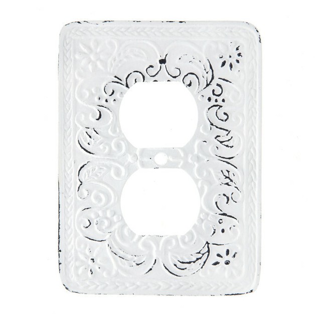 Distressed White Scroll Metal Outlet Cover Home Decoration Office Decor