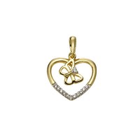 AnhäNger Herz 925 Sterling Silber Vergoldet Teilweise Rhodiniert Mit Zirkonia V