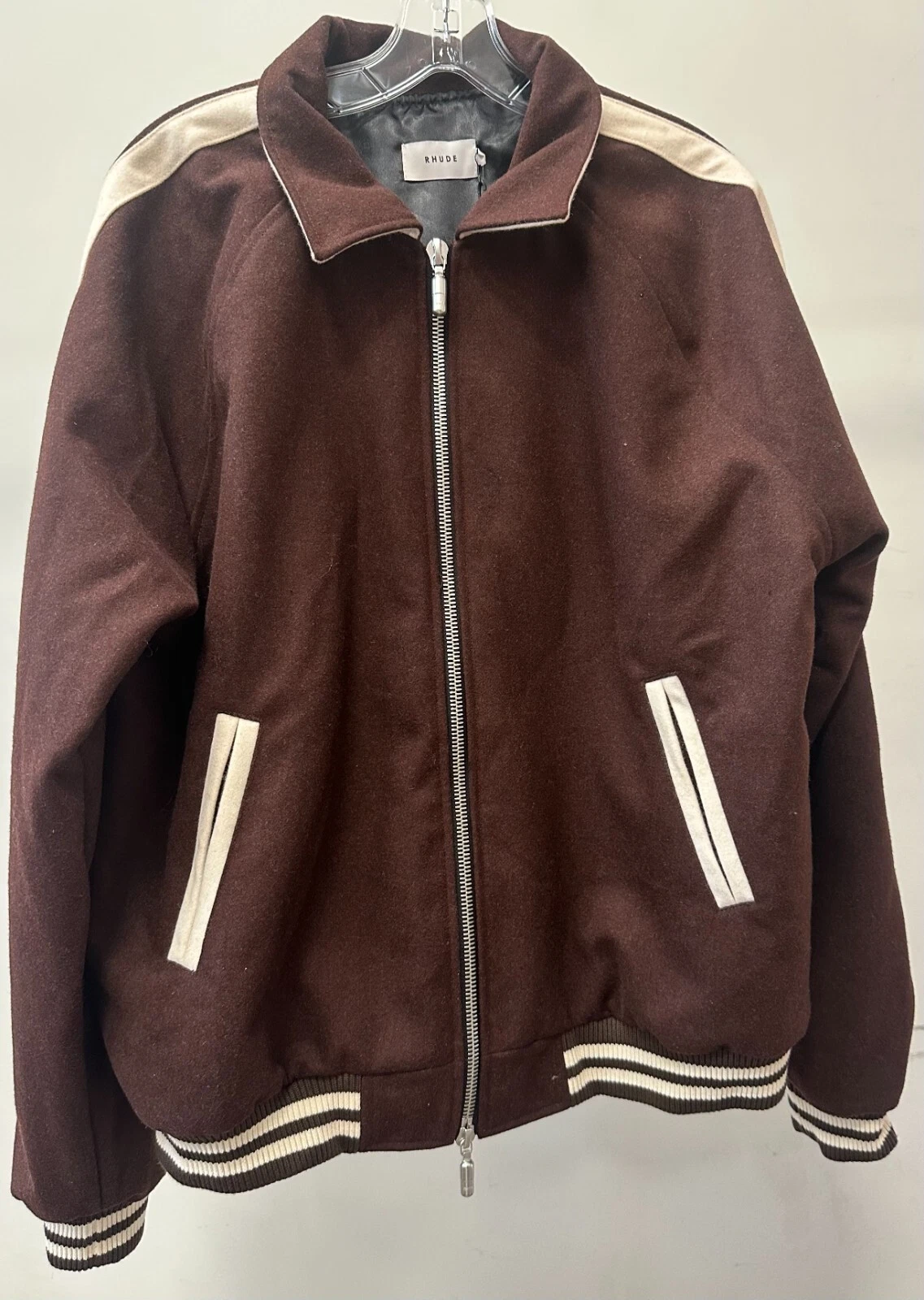 GIACCA BOMBER RHUDE UOMO MARRONE RHUDE BOYS SIGNATURE TAGLIA M $1400 NUOVA CON ETICHETTE