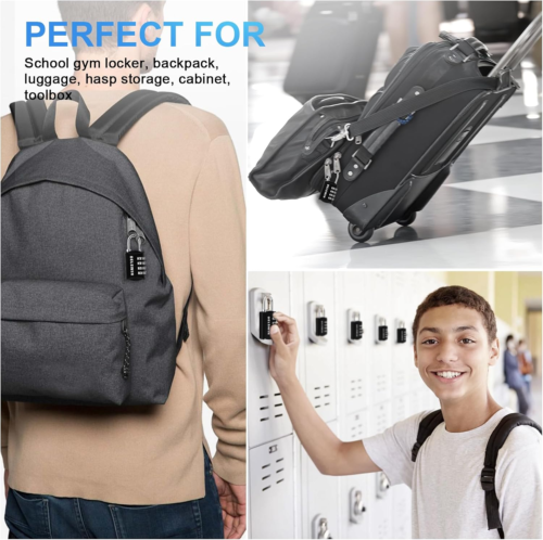 Combination-Padlock 4-Digit-Gym-Locker-Lock - 4 PCS Resettable Combo Lock for T - Picture 3 of 12