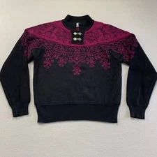 Vintage Tyrolia Sweater Womens S Pink Black Wool Nordic Skiwear Pullover