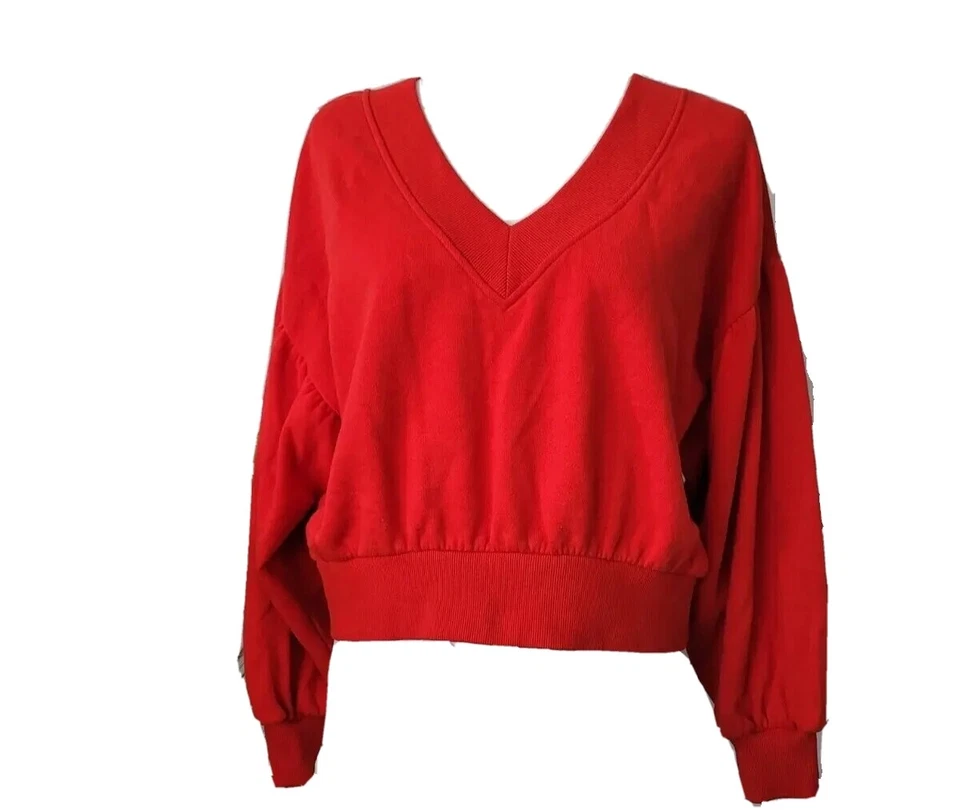 Forever 21 Contempary Sweatshirt Womens Size Small Cropped Red - Image 2 of 4