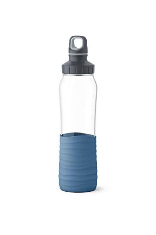 Emsa N31002 Drink2Go, borraccia in vetro, capacità: 0,7 litri, tappo a vite, blu