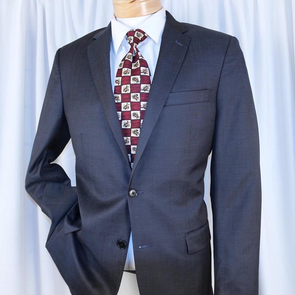 JOHN VARVATOS Nuevo Abrigo Chaqueta Hombre Azul Aqua Gris Lana 2 Botones Talla 42 L Foto 3 de 4