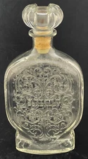 Vintage Schenley Whiskey Liquor Embossed Glass Bottle Decanter Cork Top Stopper