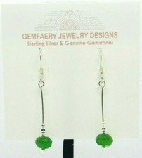 Sterling Silver Faceted Natural EMERALD Dangle Earrings 8229...Handmade USA