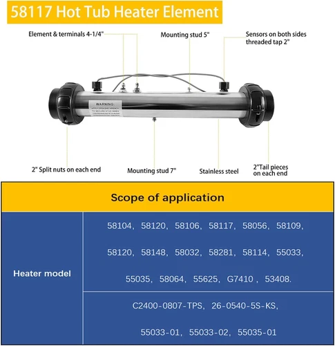 58117 M-7 Spa Heater Assembly Replacement for Balboa 26-58104-K VS 4.0KW 240V - Picture 6 of 11