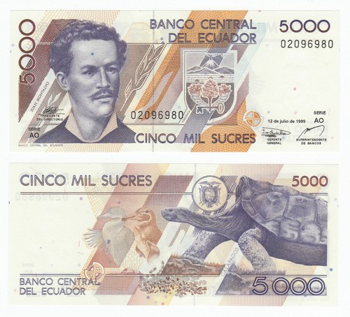 ECUADOR SET 4 PCS 5000-50000 Sucres P-127 128 129 130 UNC Uncirculated - Picture 4 of 5