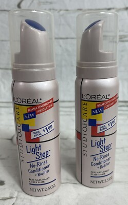 2 VTG 1990s Loreal Studio Line Care Light Step Foam Conditioner Original Curly